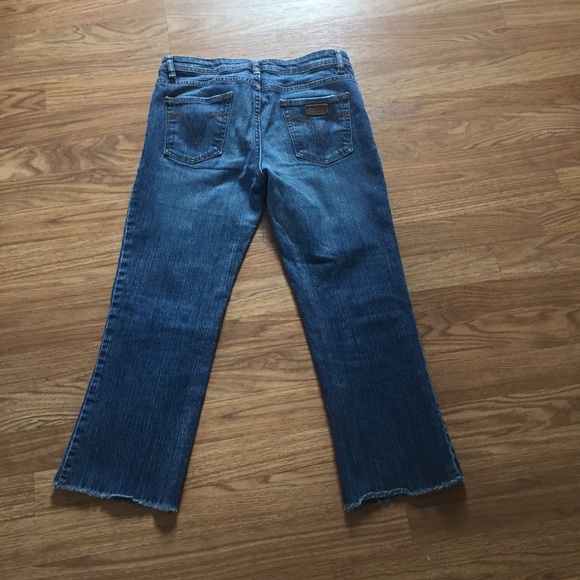 Volcom Blue Distressed Ripped Cropped Jeans Size 7 - Picture 3 of 10